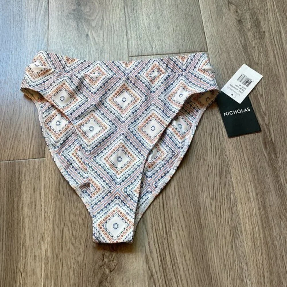 Nicholas Savita Printed High-Rise Bikini Bottom Size M NWT